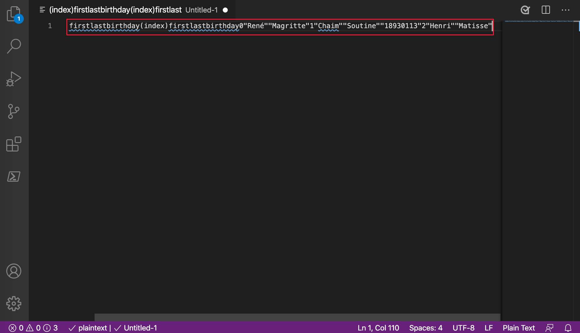 table Console API output from Microsoft Edge 85 or earlier pasted into Visual Studio Code