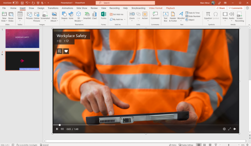 Stream (Classic) video embedded into PowerPoint.