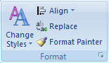 screen shot of format group with several commands 