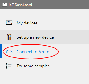 Open Connect to Azure Tab