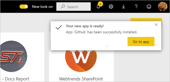 Screenshot of the notification that appears after installation completes.