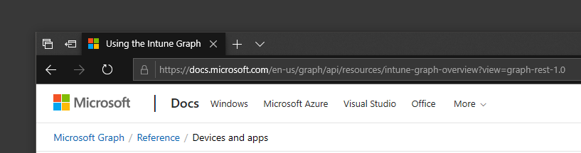 URLs amigáveis para a documentação do Microsoft Graph