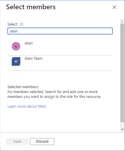 لقطة شاشة لجزء Select members.