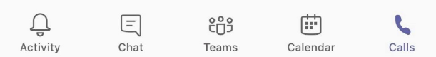 لقطه الشاشة التي تعرض رمز المكالمات في Teams.