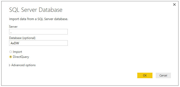 Settings for accessing the local Entity Store database.