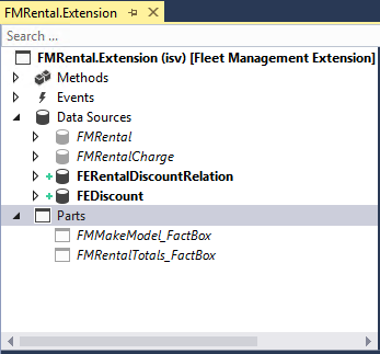 FMRental.Extension designer.