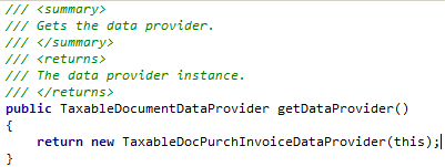 Data provider for a purchase invoice.