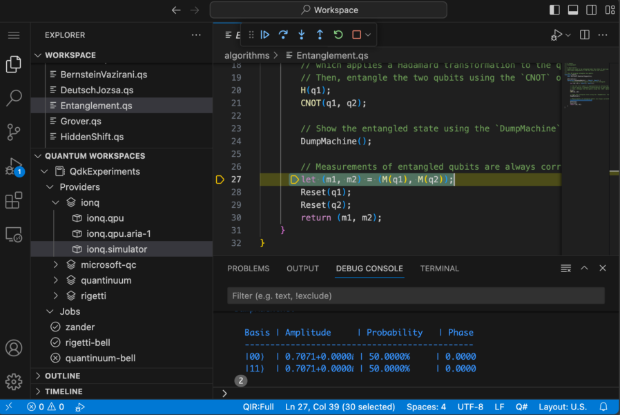 Screenshot of the QDK extension in Visual Studio Code.