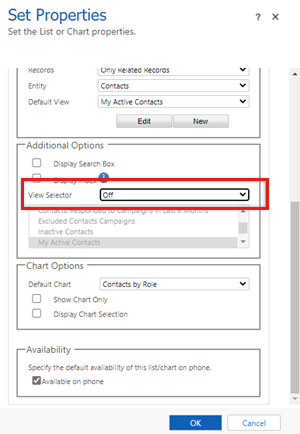 Select Off in the View Selector drop-down list.