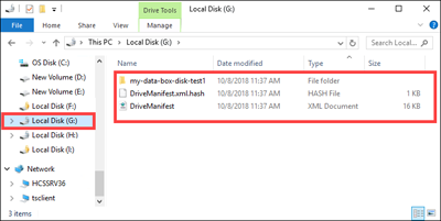 Screenshot indicating resulting data split properly across the first of two target disks.