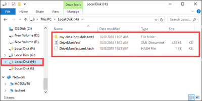 Screenshot indicating resulting data split properly across the second of two target disks.