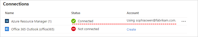Screenshot that shows successfully created connection.