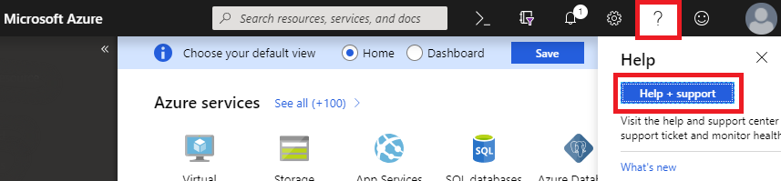 Azure portal help and support