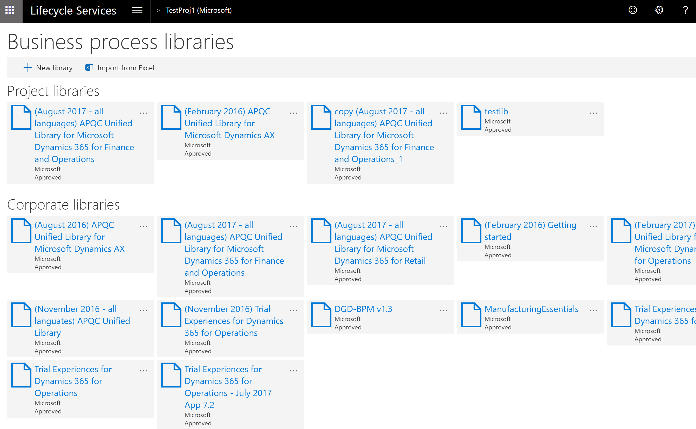 Libraries on the Business process libraries page.