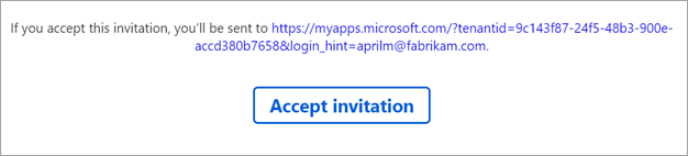 Image of the accept button and redirect URL in the email