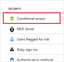 Screenshot showing the Conditional Access option.