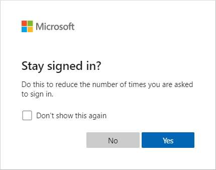 Screenshot of example prompt to remain signed in