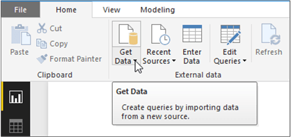 An image of the "Get Data" button in Power BI