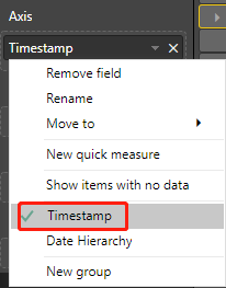 Right-clicking the Timestamp value