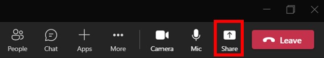 Captura de pantalla del botón de Compartir bandeja