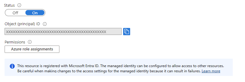 Screenshot shows Consumption logic app, Identity page, and object ID for system-assigned identity.