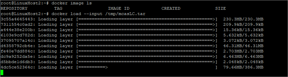 Snímek obrazovky importu image kolektoru protokolů do úložiště Dockeru