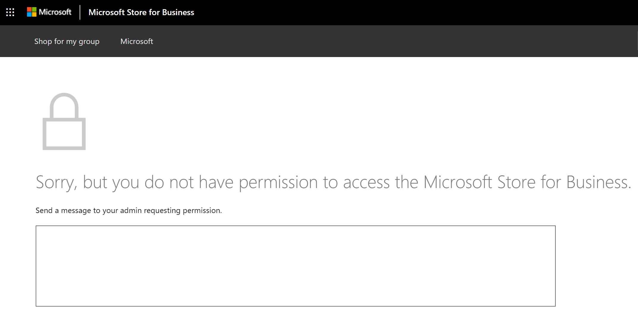 Screencap of MSfB permission required page.