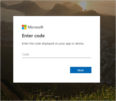 Snímek obrazovky s výzvou k zadání kódu Portál společnosti webu