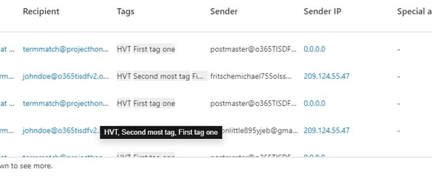 Značky filtru v zobrazení e-mailové mřížky