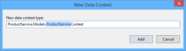 Snímek obrazovky s oknem nového kontextu dat, polem pro nový typ kontextu dat a výchozím názvem pro typ kontextu dat