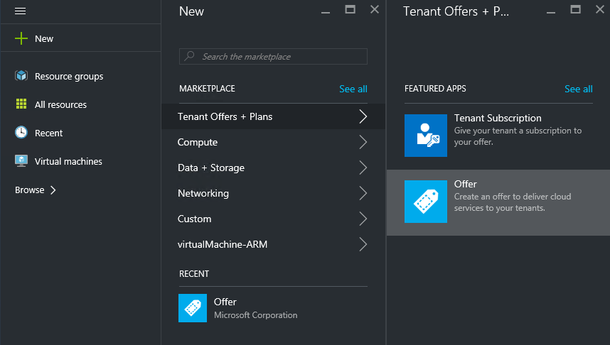 Vytvoření nové nabídky na uživatelském portálu služby Azure Stack Hub