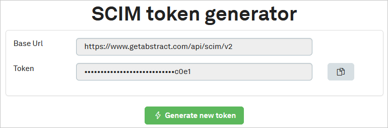 Snímek obrazovky znázorňující token getAbstract SCIM 1