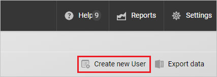 Screenshot shows Create new User selected.