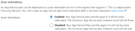 Snímek obrazovky s povolením redundance zón pomocí portálu