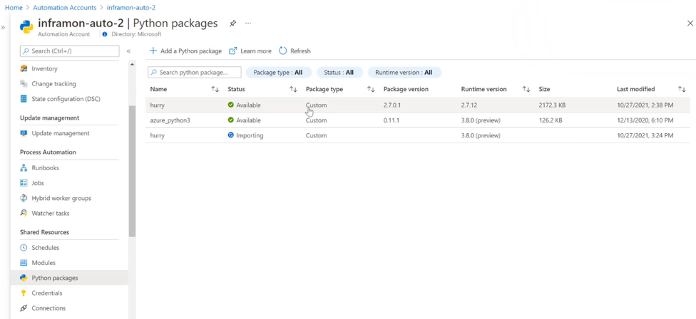 Snímek obrazovky znázorňující stránku balíčků Pythonu 2.7.x po importu balíčku