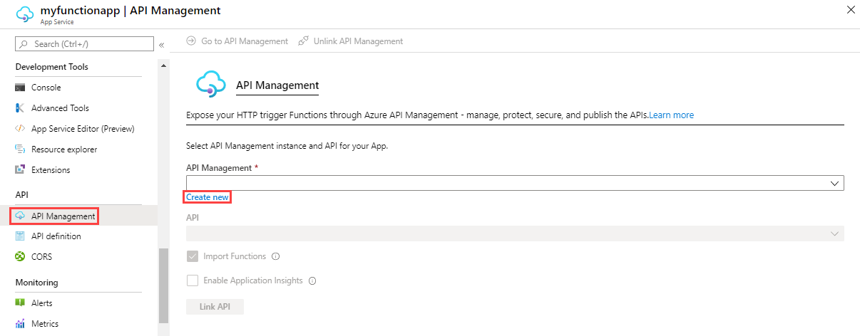 Zvolte API Management