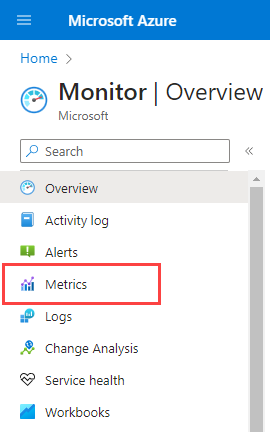Snímek obrazovky znázorňující, jak otevřít Průzkumníka metrik na webu Azure Portal