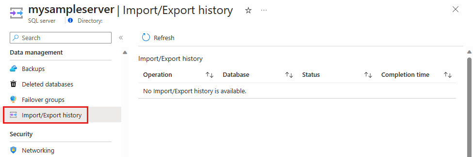 Database import status