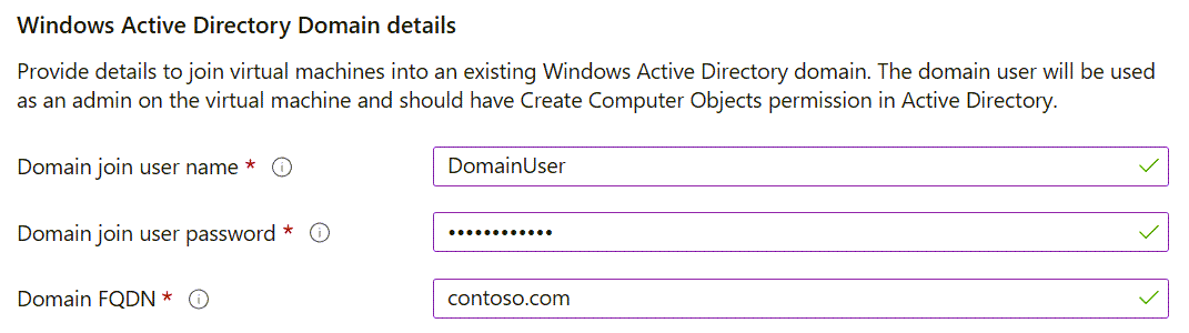 Snímek obrazovky webu Azure Portal s podrobnostmi domény služby Windows Active Directory