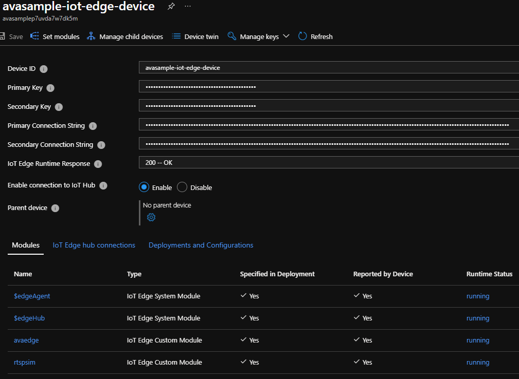 Screenshot of the Azure portal displaying a list of Edge devices