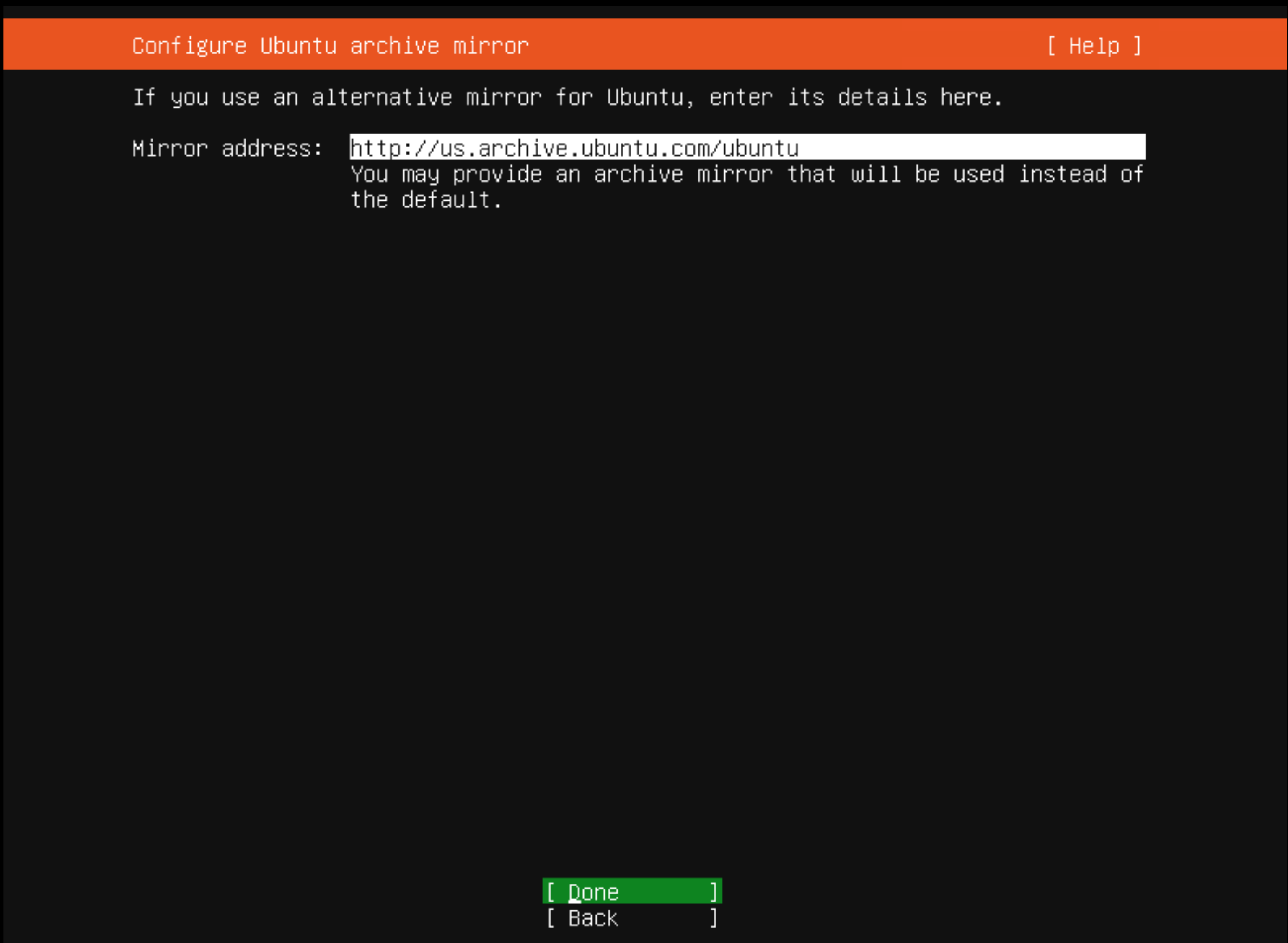 Desátý snímek obrazovky s instalací Ubuntu
