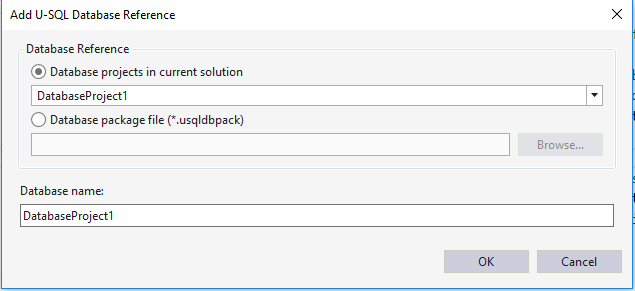 Průvodce přidáním odkazu na projekt databáze v nástrojích Data Lake tools for Visual Studio