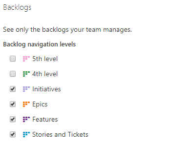 Přidejte do backlogů vlastní typy pracovních položek.