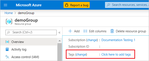 View tags for resource or resource group