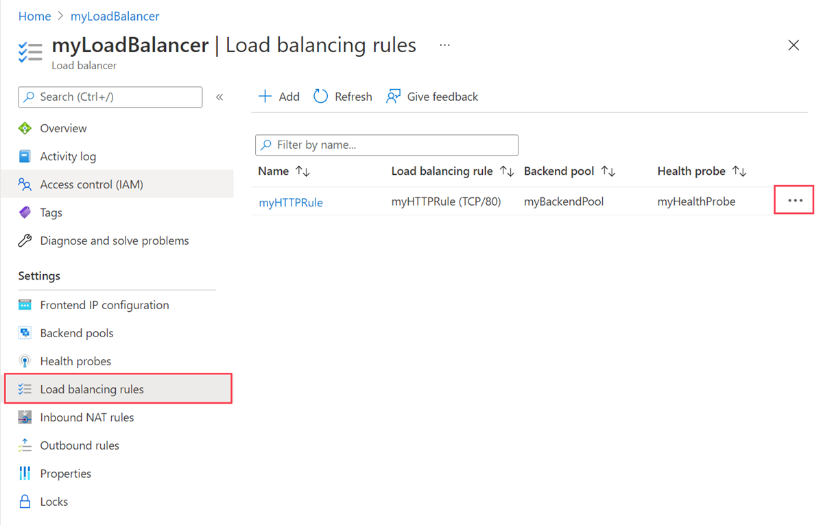 Screenshot of removing a load-balancing rule.