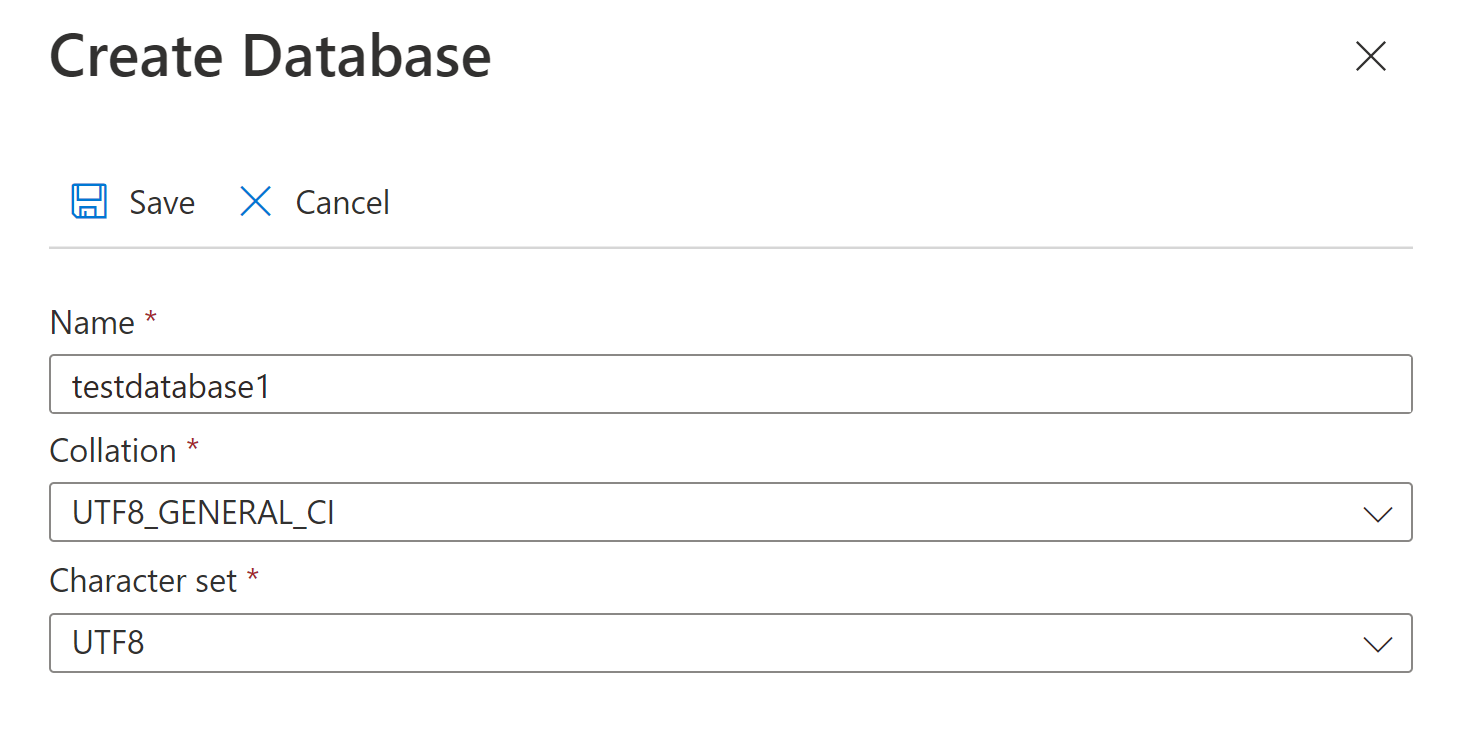 Screenshot showing how to create a database on Azure Database for MySQL flexible server