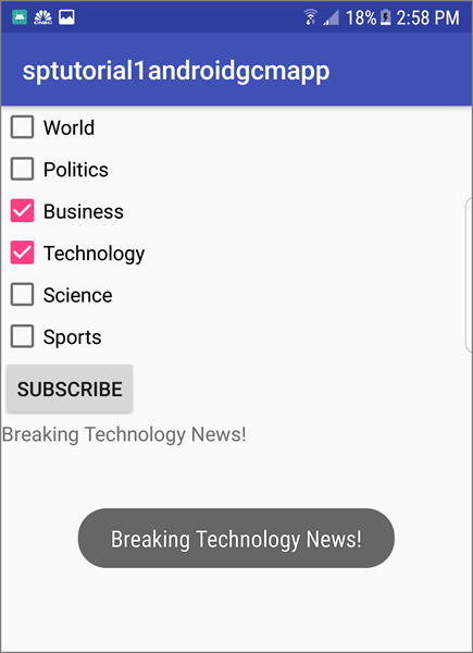 Technology news notifications