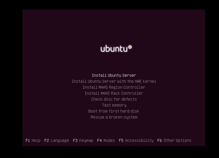 Vyberte Nainstalovat Ubuntu Server.