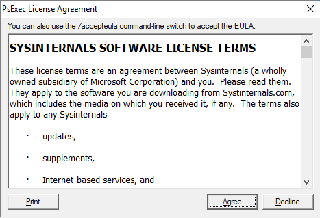 Software license agreement screenshot.