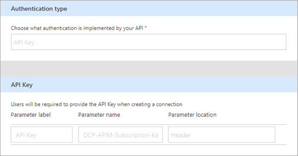 Parametry klíče rozhraní API.